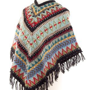 NWT wool poncho, hand-knit in Nepal